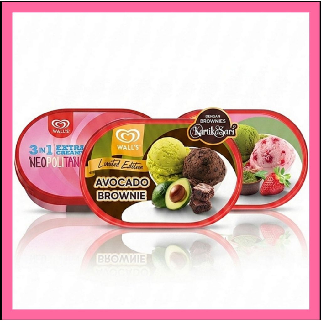 walls es krim ice cream 3in1 neopolitana avocado brownie matcha 350ml