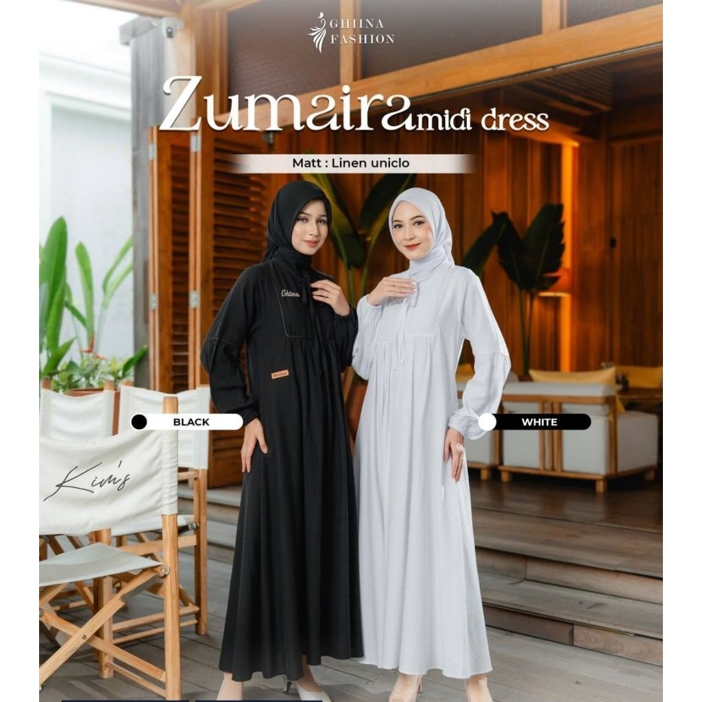 ZUMAIRA MIDI DRESS GHIINA MANDA MIDI DRESS GHIINA FASHION GAMIS RAYON TWILL ADEM