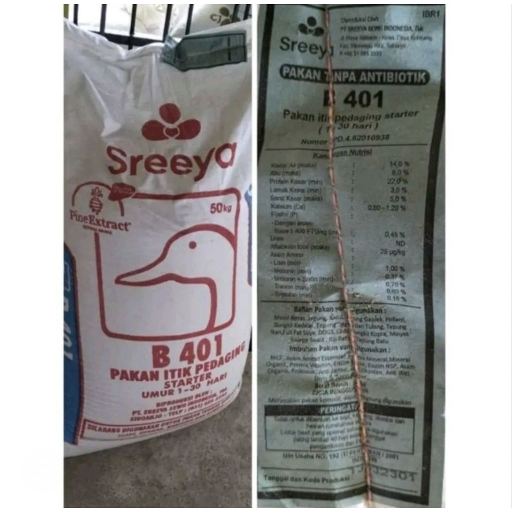 Sreeya b401 pakan pur itik pedaging