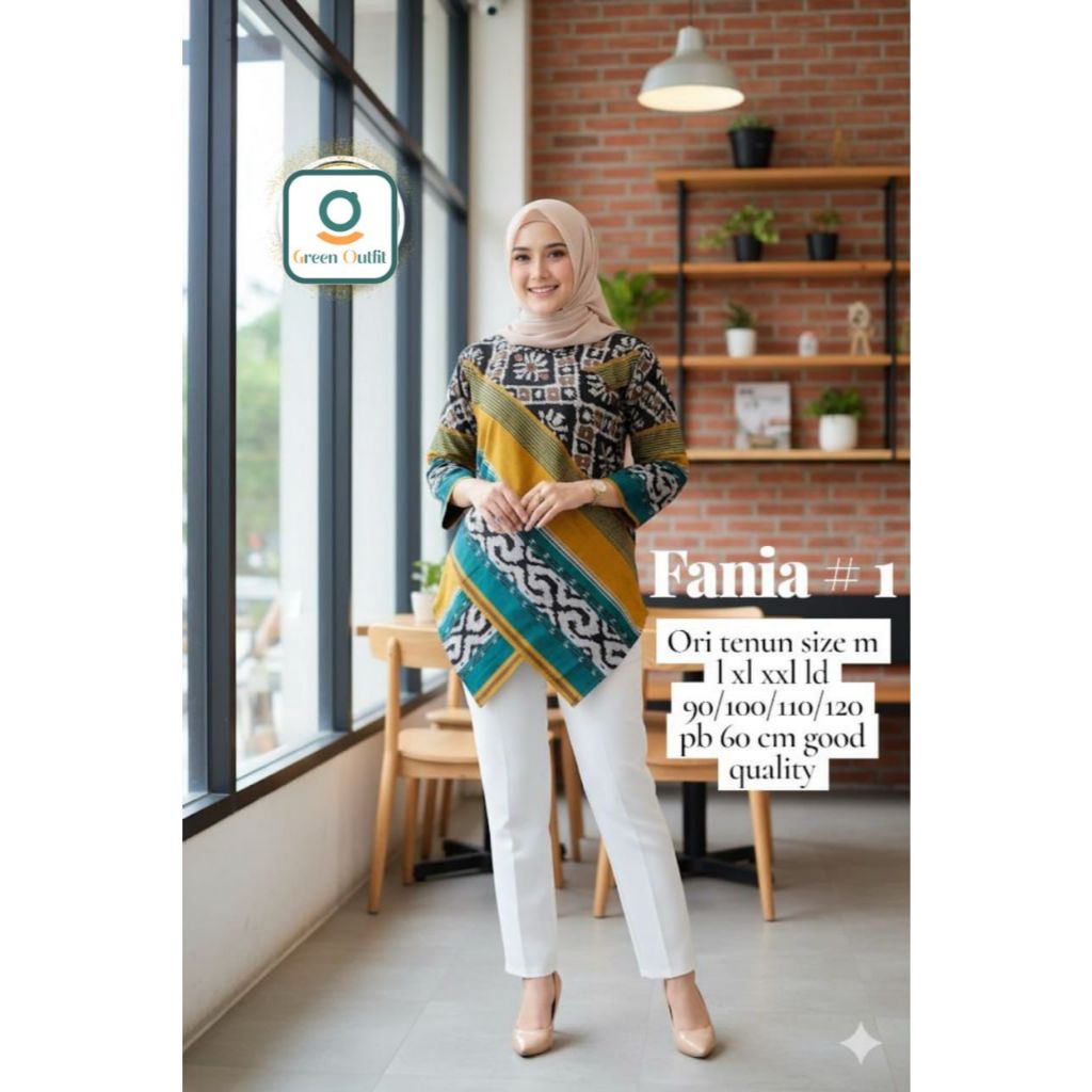 Blouse Atasan Batik Wanita Dewasa Ori tenun size L XL XXL ld 90 100 110 120 Lengan panjang Nyaman