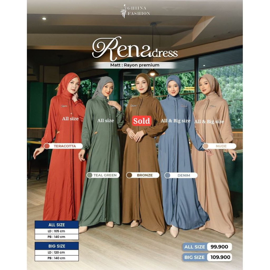 Rena Dress by Ghina fashion / gamis rayon polos