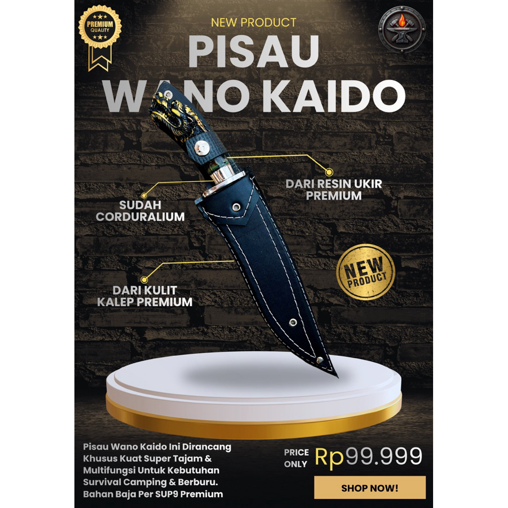 [PANDAI BAJA] PISAU SURVIVAL WANO KAIDO PISAU BAJA SUPER TAJAM Bahan Baja Per SUP9 Asli Original