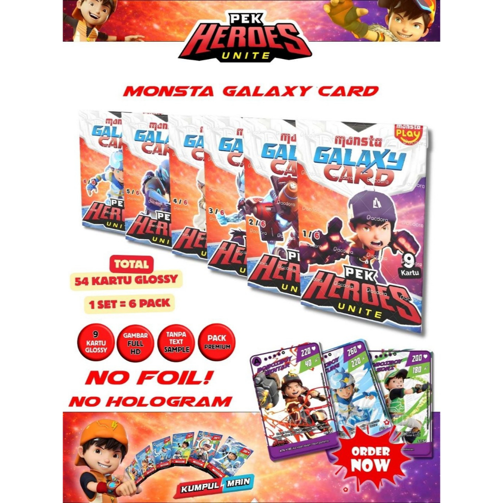 Kartu BoBoiBoy Pek Heroes Unite isi 9 card