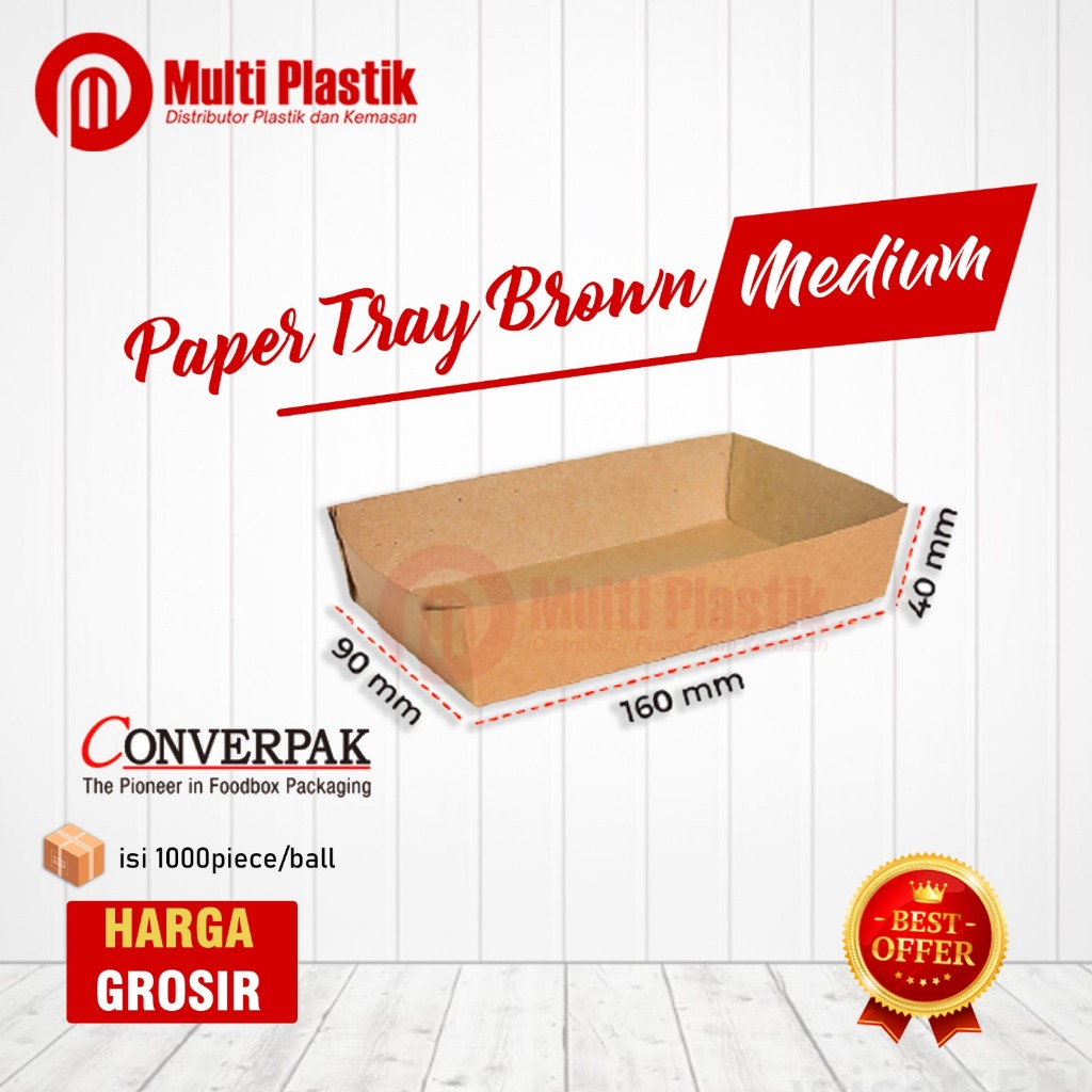 Paper Tray Polos Kraft ukuran Small Medium Large Betapack I tempat makanan coklat