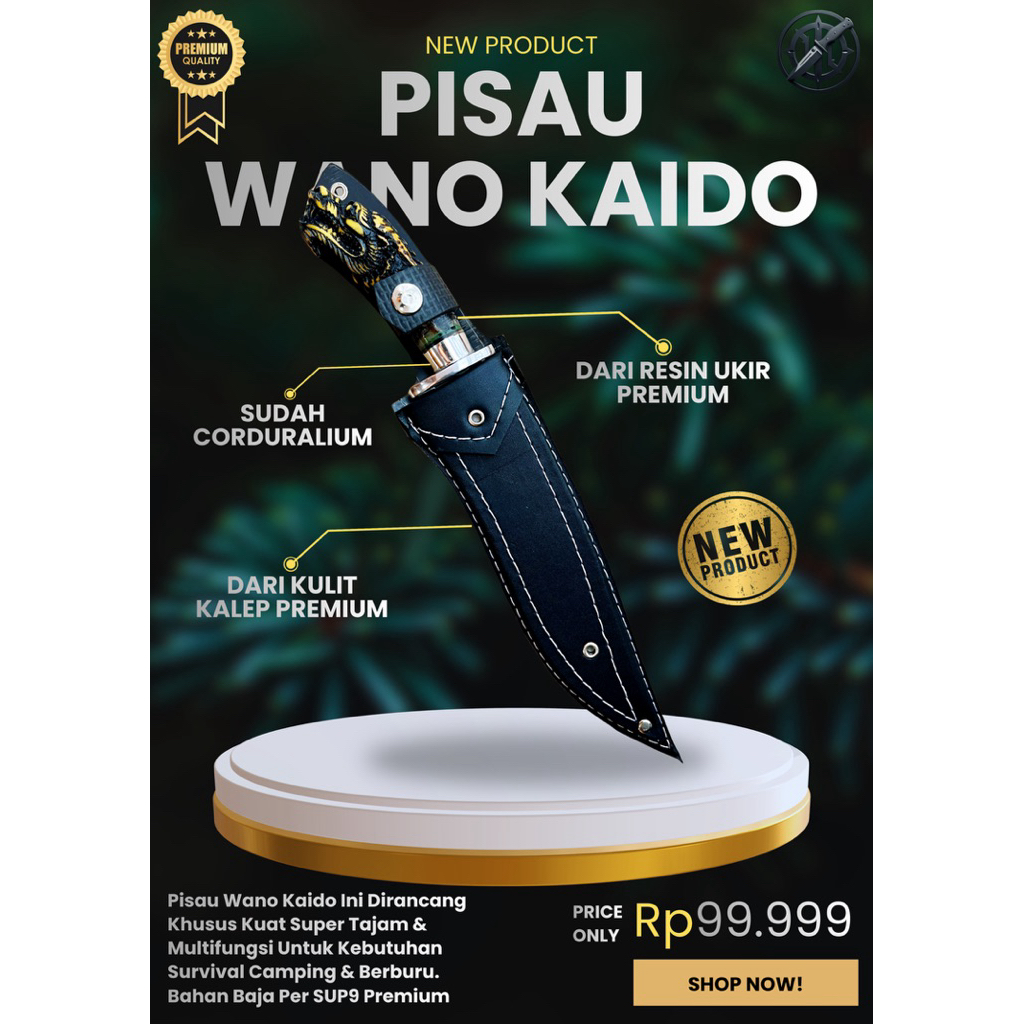 [BAJA PREMIUM] PISAU SURVIVAL WANO KAIDO PISAU BAJA SUPER TAJAM Bahan Baja Per SUP9 Asli Original