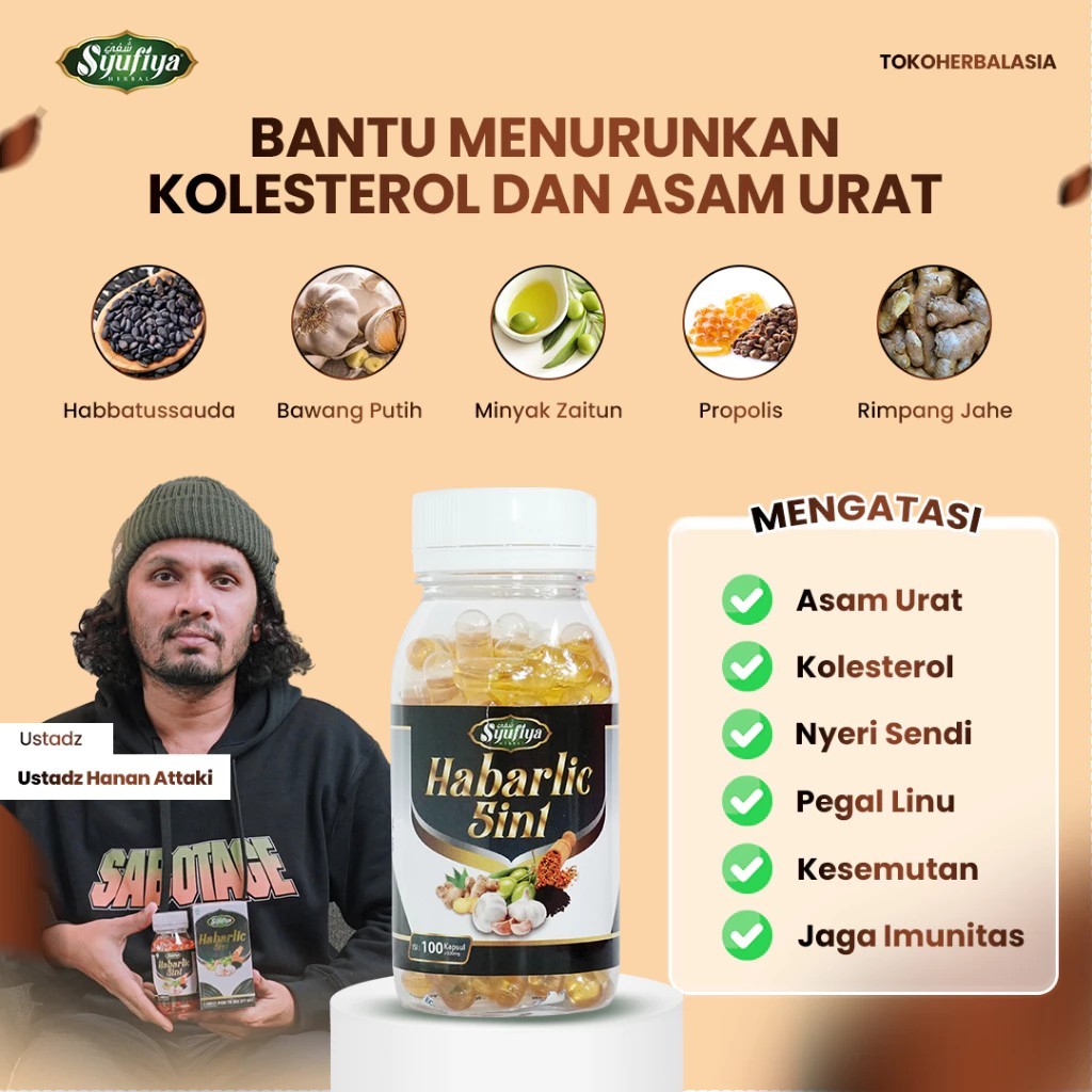 Habarlic Kapsul Habbatussauda 5in1 Bantu Menurunkan Kolesterol dan Asam Urat Atasi Hipertensi