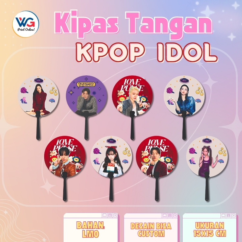 Kipas Tangan Kpop Wajah Idol Custom Desain Aespa Treasure Kim Seon-Ho 15x15 cm Bahan LMO Premium | H