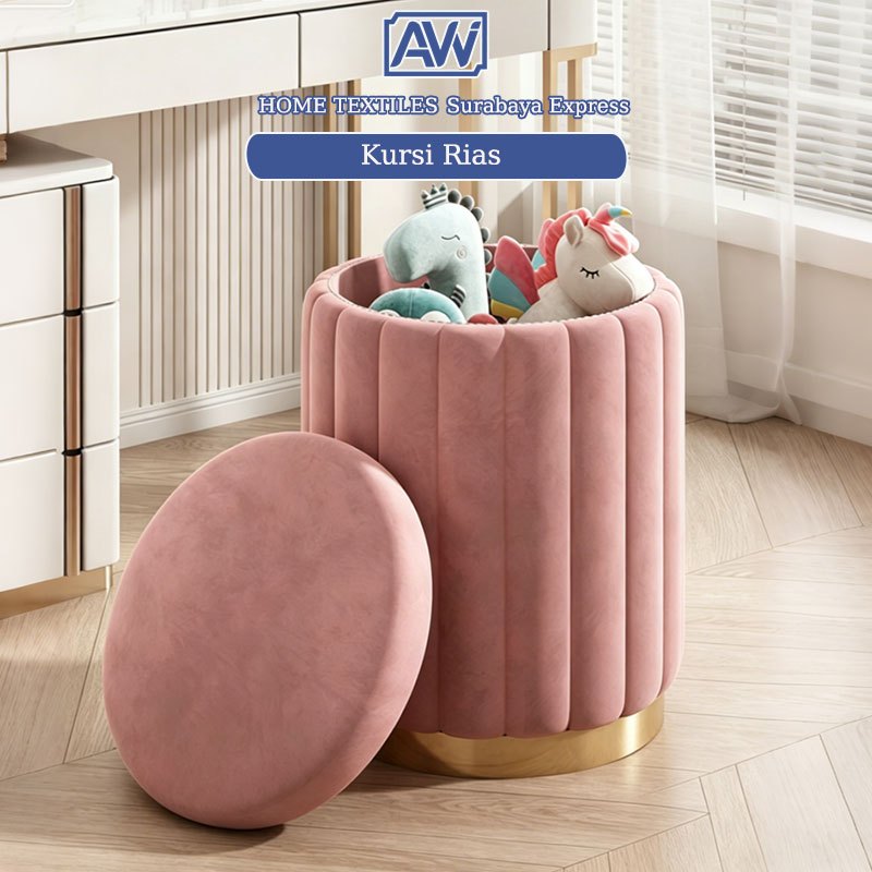 [Surabaya Express]Bangku Rias Storage Makeup Stool Kursi Estetik Bangku Bulat Kursi Makeup Kursi Ria