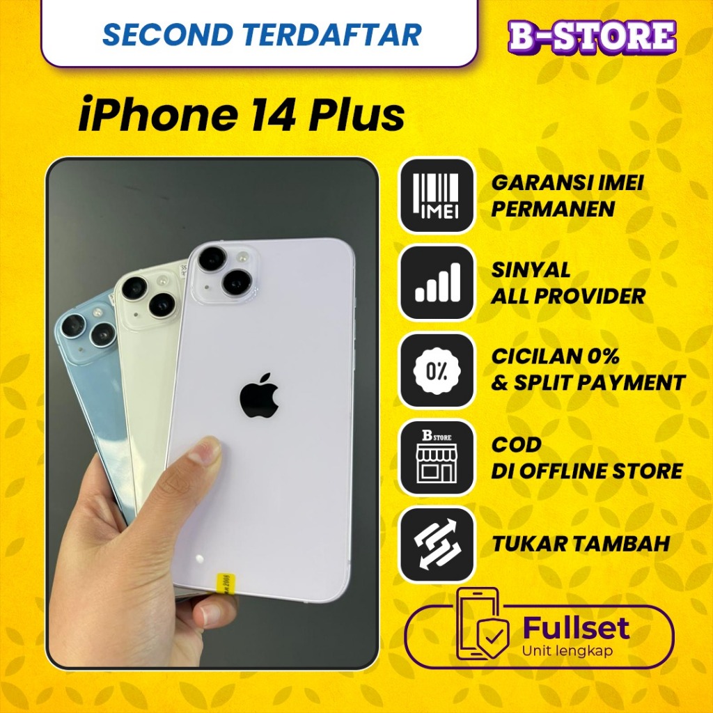 Apple iPhone 14 Plus 128GB - Fullset - 128 GB - Second Terdaftar