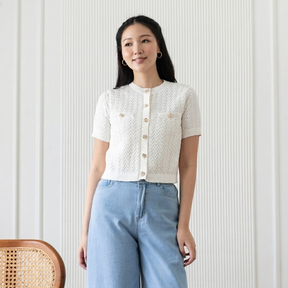 ULTRAVIOLET Chelly Knit Top 374 (3 Warna) - Baju Atasan Knit Polo Korean Style