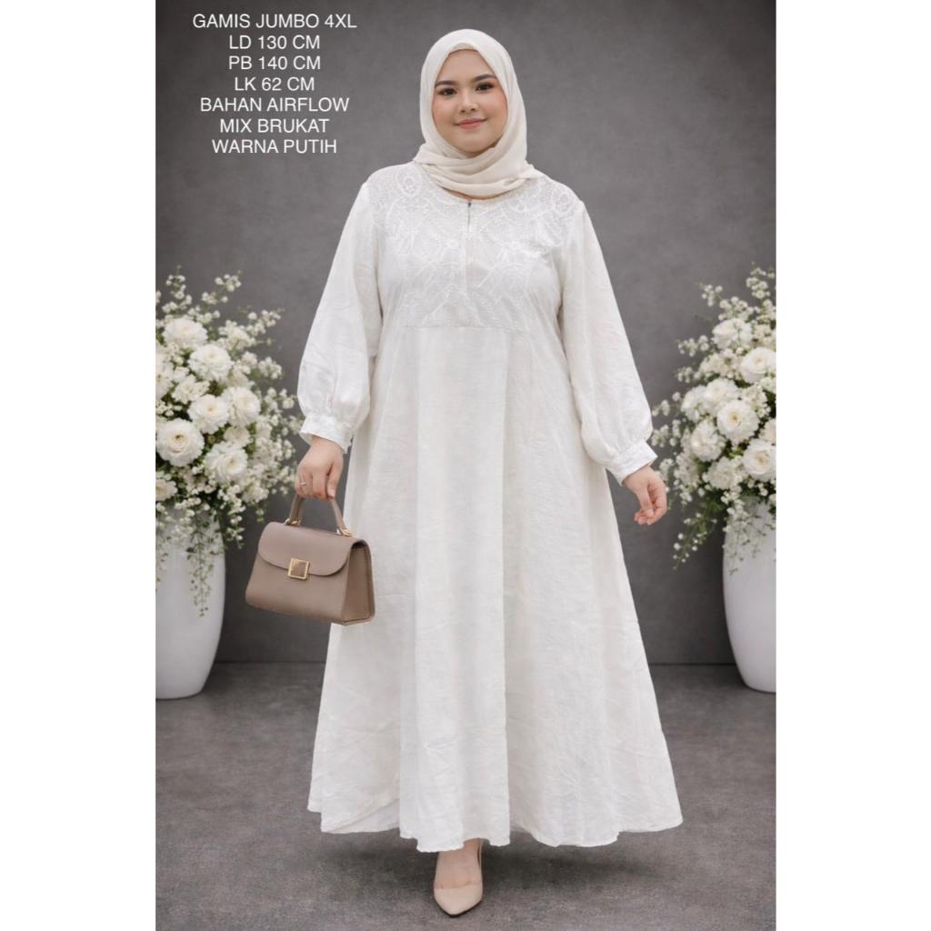 Gamis Wanita Jumbo Bigsize Ld 130 Cm Model Kombinasi Brukat Kekinian Fit To 4XL