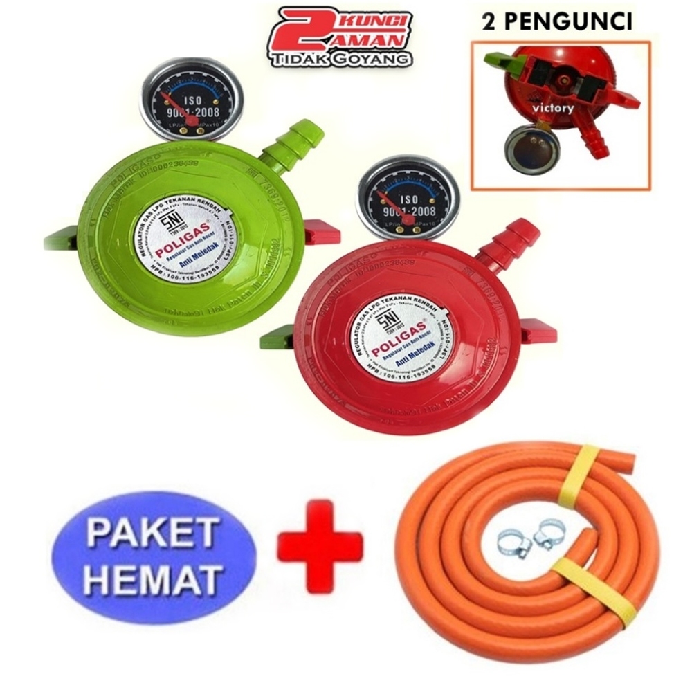Poligas Regulator Kompor Gas / Regulator Pengunci Ganda Kompor Gas SNI