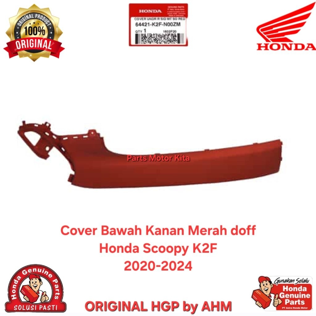 64421K2FN00ZM dan 64431K2FN00ZL Cover Dek Bawah Kiri Kanan Merah doff Honda Scoopy K2F 2020-2024 Ori