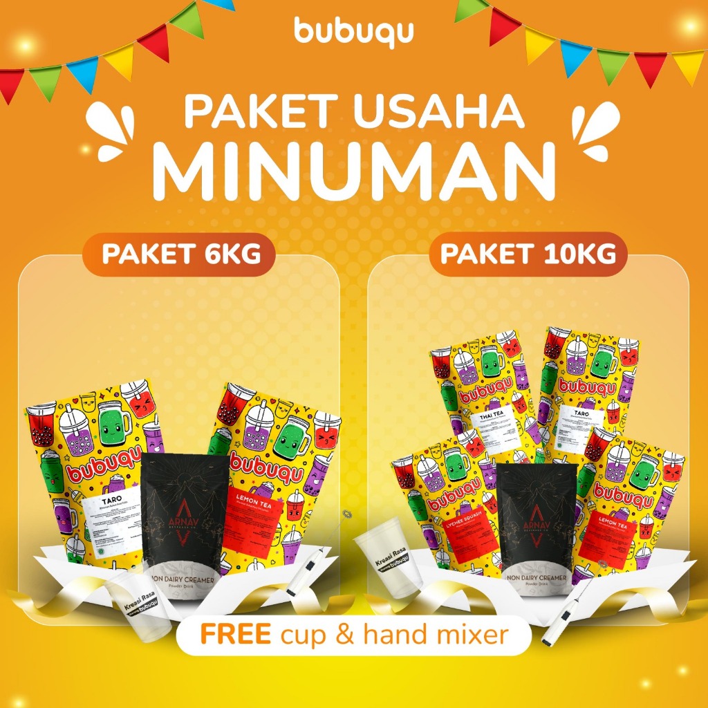 Bubuqu Paket Usaha Minuman 6Kg 10Kg Powder Drink Lengkap Free Cup & Hand Mixer