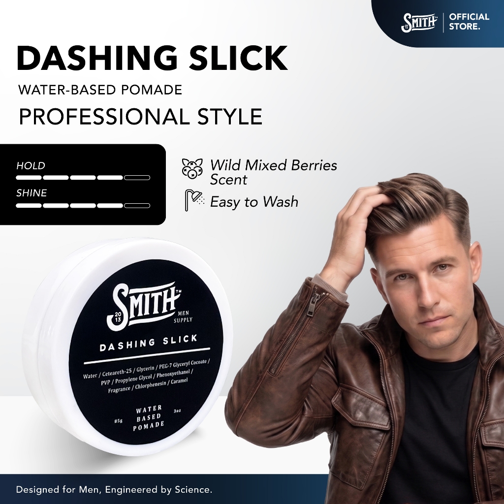 Smith Men Supply - Dashing Slick Hair Pomade Water Based 85gr | Pomade Rambut Pria | Minyak Rambut P