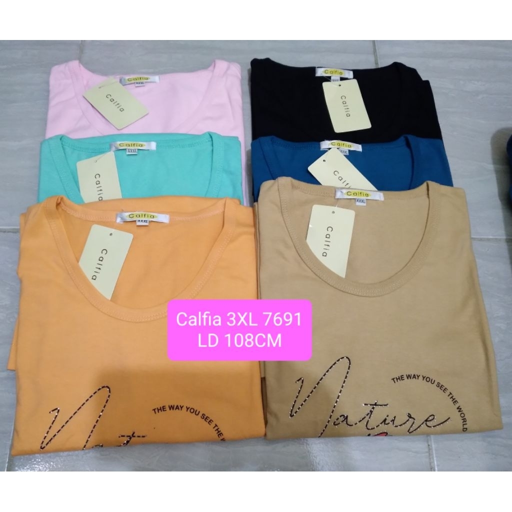 Kaos Calfia adem katun kaos wanita jumbo