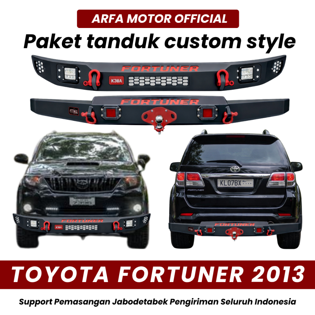 PAKET TANDUK DEPAN TOWING BELAKANG FORTUNER 2013 CUSTOM PENGAMAN PELINDUNG BEMPER ANTI KARAT
