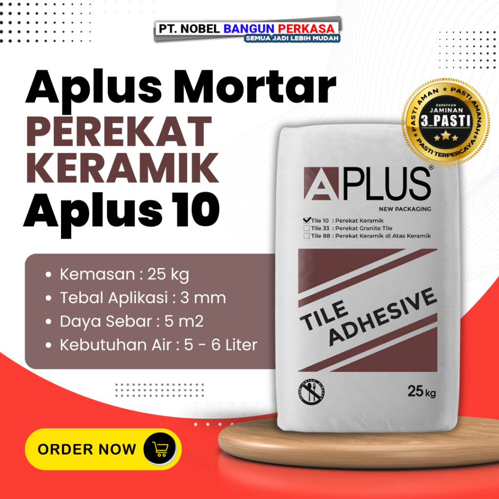 Semen Mortar Aplus Perekat Keramik 40kg - Semen Instan Pasang Keramik Lantai & Dinding Anti Kopong -