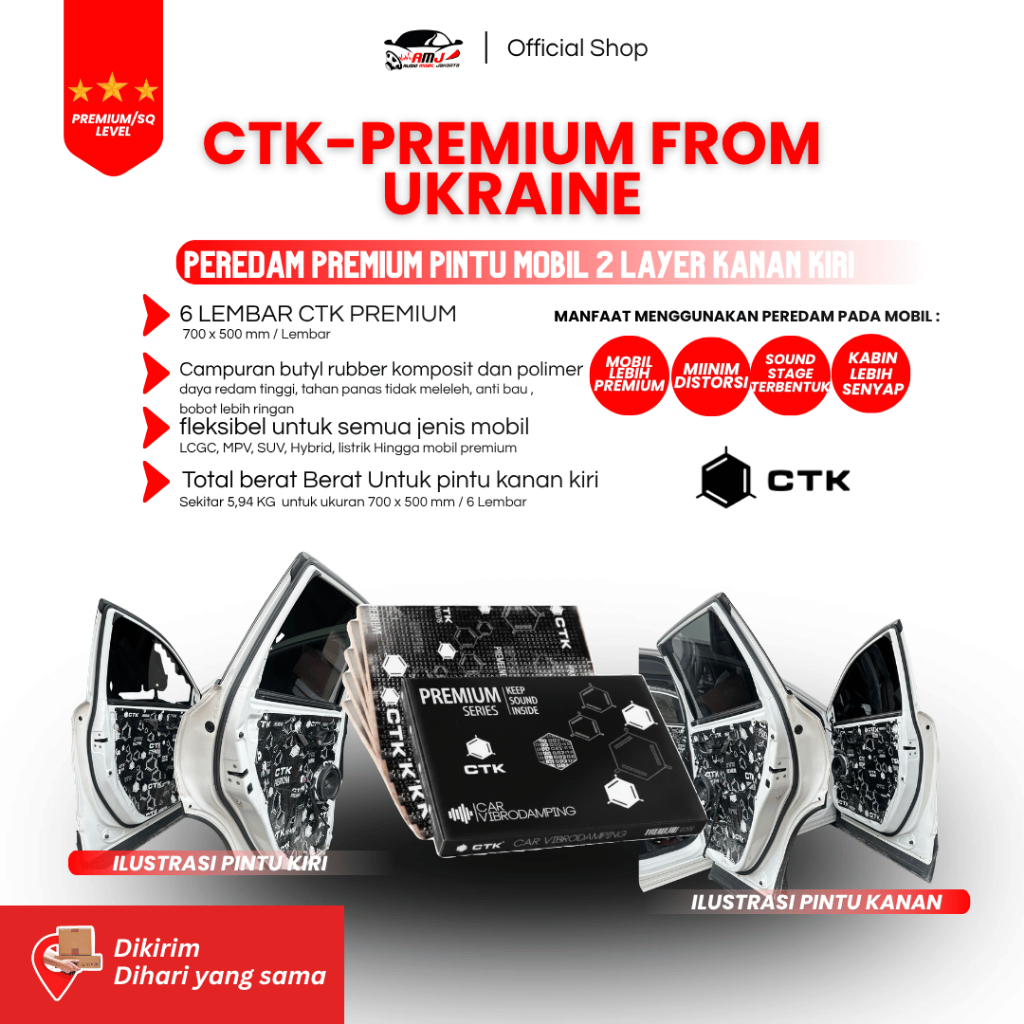 PEREDAM PINTU MOBIL / PEREDAM SUARA KEBISINGAN MOBIL / PEREDAM SUARA DAN GETAR CTK PREMIUM / PEREDAM