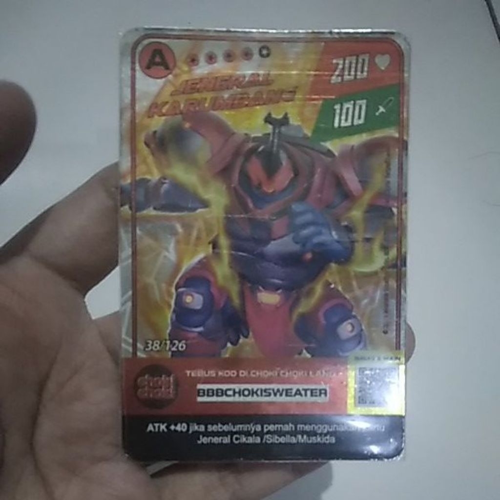 kartu boboiboy monsta galaxy card jeneral karumbang (rijek, tertekuk)