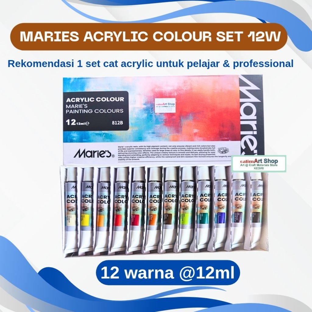 Maries akrilik Maries Acrylic colour 12w 812B / Cat Akrilik Maries 12 warna