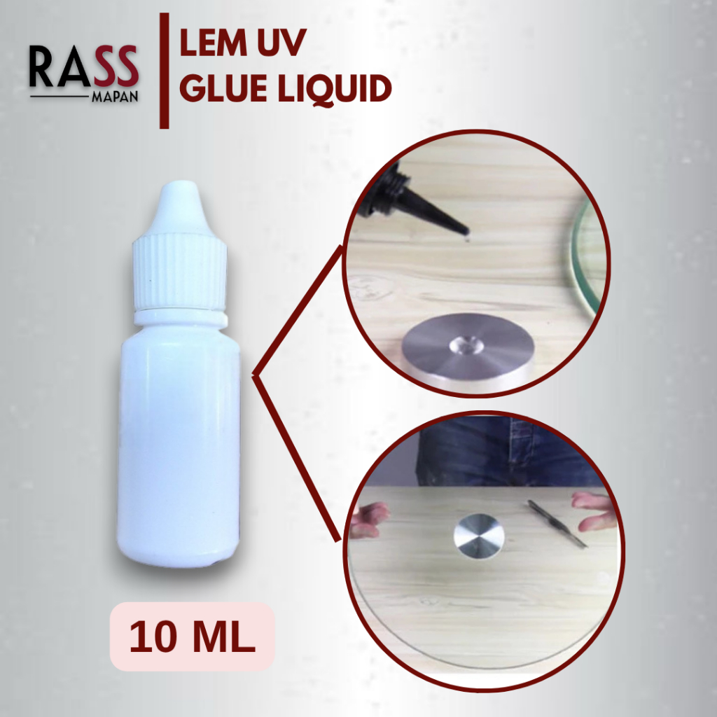 Lem UV Kaca 10ml Glue Liquid Perekat Kaca Meja Tatakan Laser Kuat dan Transparan