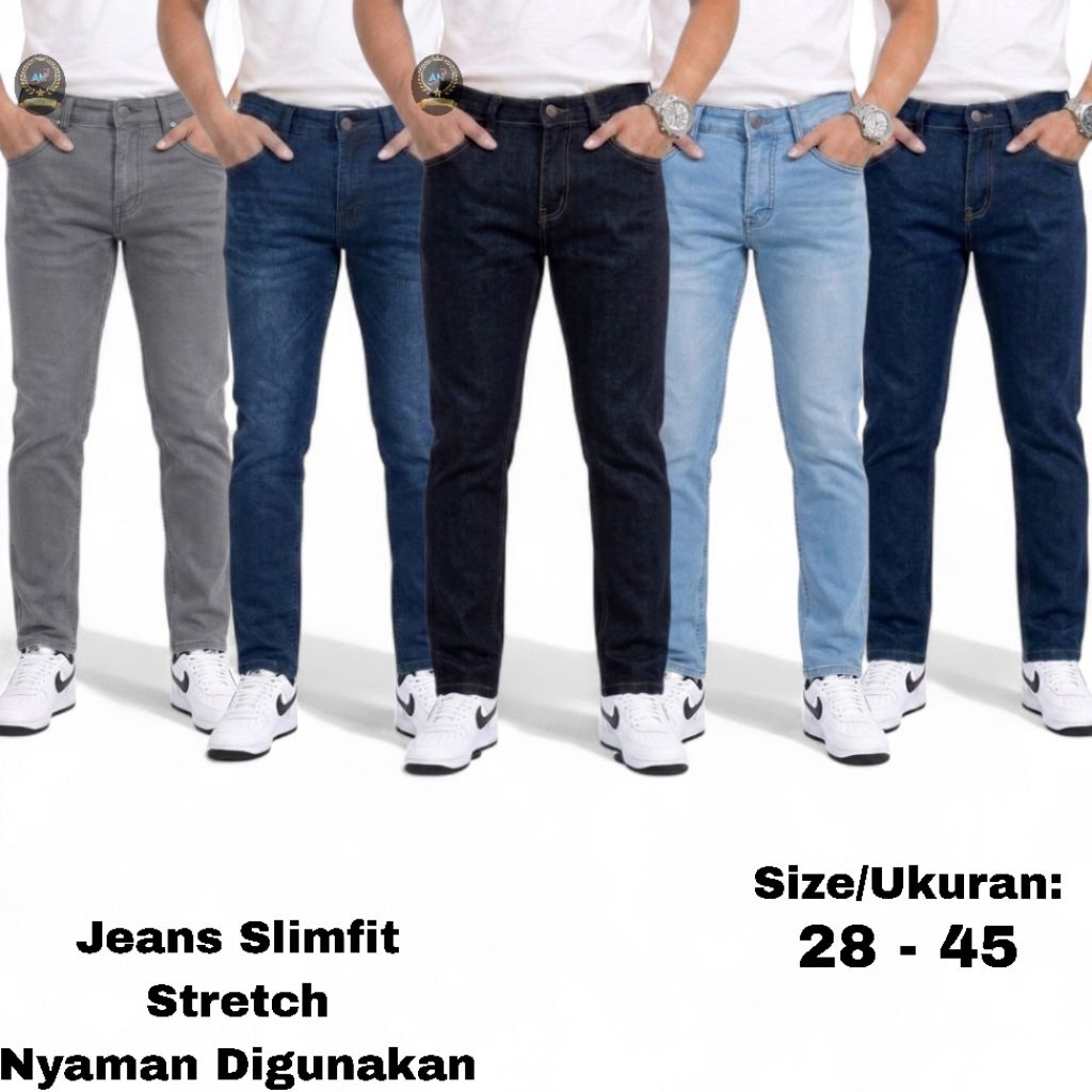 Jeans Pria Denim Celana Jeans Pria Denim Slimfit Cowok Celana Jeans Panjang Pria Slim Fit Stretch De