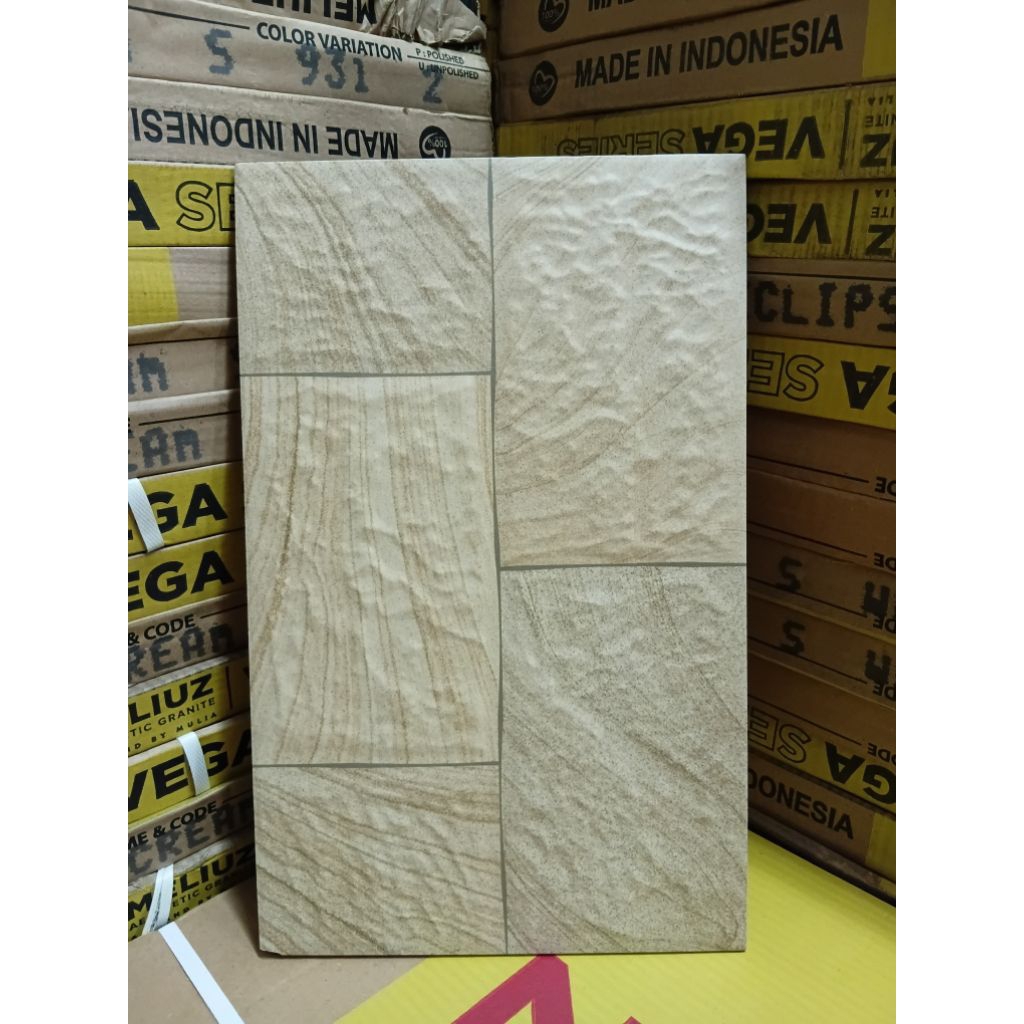 Keramik Dinding Kasar Emboss LAGUNA 25X40 NIGEL BEIGE