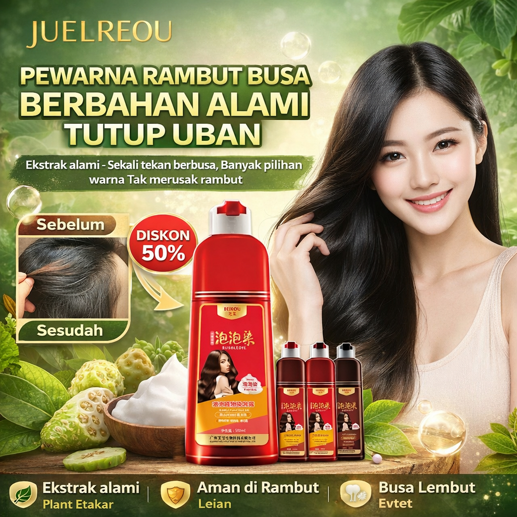 JUELREOU - [COD/GRATIS ONGKIR] Botol Merah Besar Pewarna Gelembung Tanaman/Hair Coloring Shampo Peng