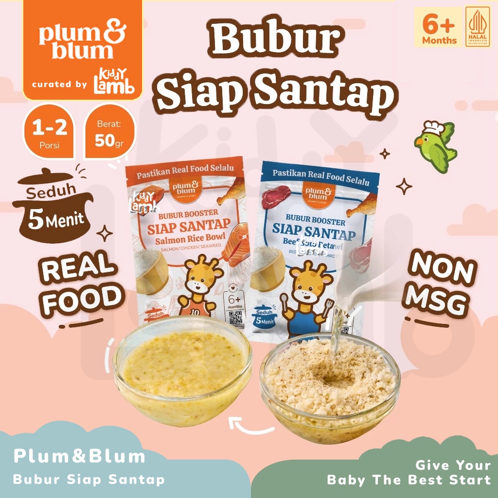 Plum & Blum Bubur Booster Siap Saji Mpasi BB Booster 6 Bulan 50gr / Bubur Instant Aman Untuk Baby An