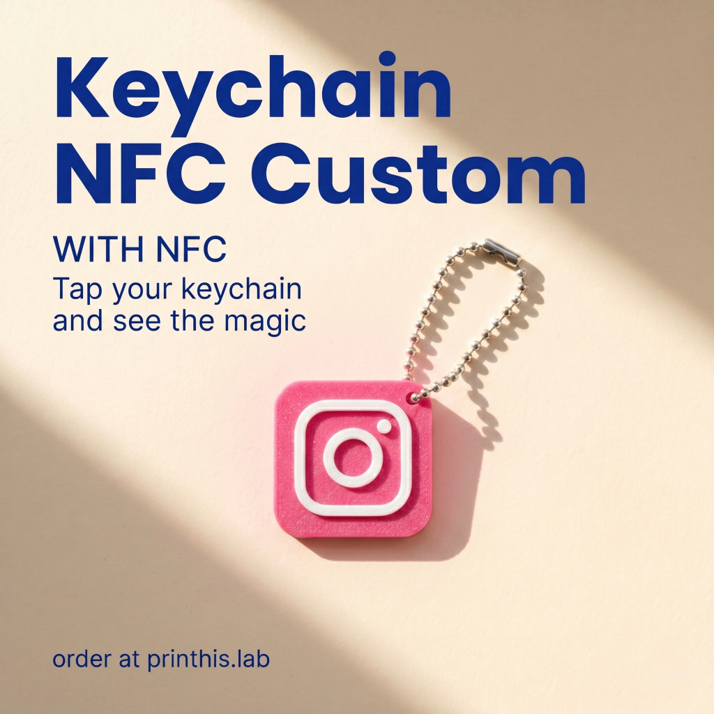 Keychain Gantungan Kunci NFC Custom Link Sosial Media Lucu Handphone Tap NFC Hape