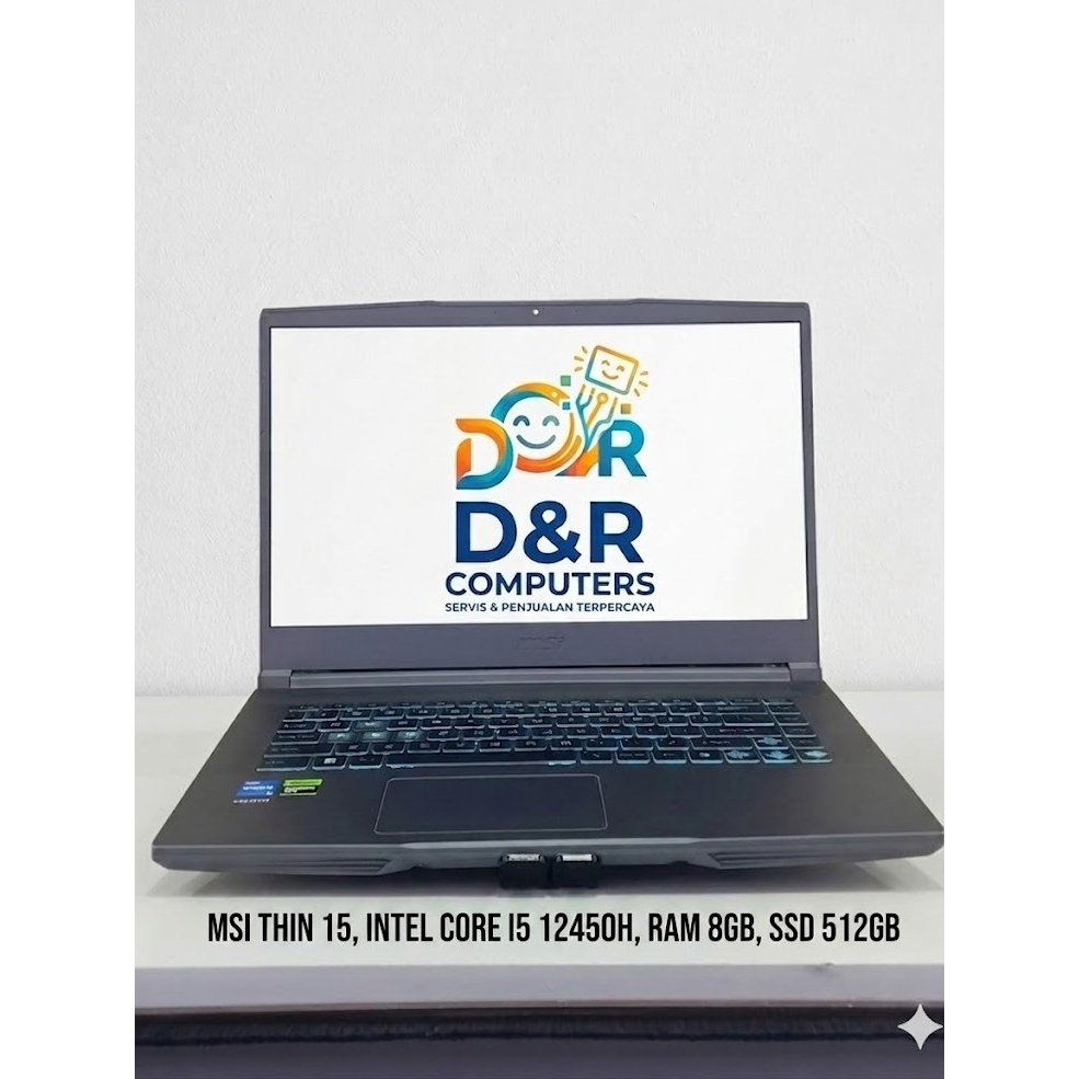 Laptop Gaming MSI Thin 15 B12V Intel Core i5-12450H RAM 8GB SSD 512GB RTX 2050 144Hz Bekas Mulus