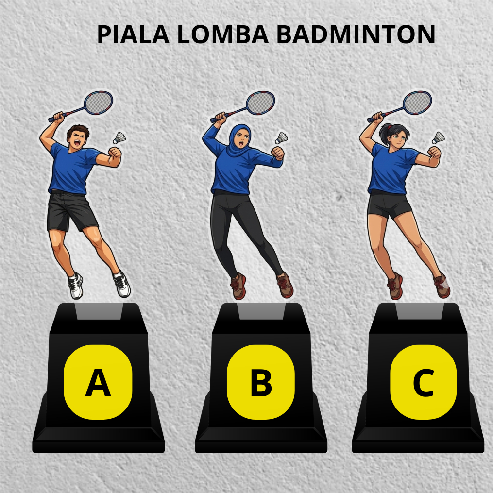 PIALA TROPHY BADMINTON Model 2 - Piala Akrilik Badminton - Penghargaan Akrilik Murah