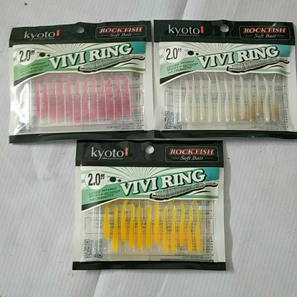 Softlure Kyoto VIVI RING 2.0" Rockfish Soft Bait pink glitter biru orange solid putih susu lure umpa