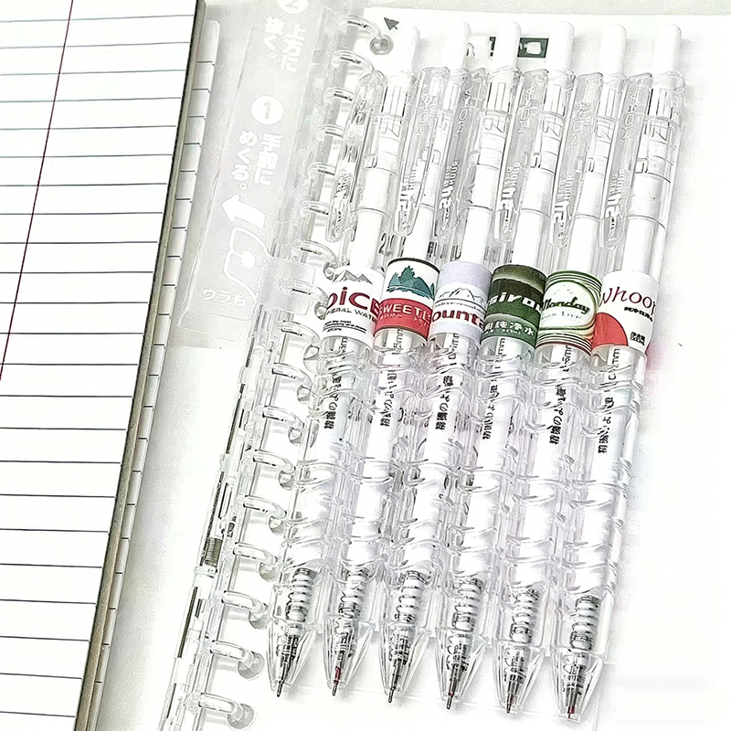 6pcs Pulpen Gel Aesthetic 0.5mm Pulpen Pena Lucu Retractable Gel Pens Pen Mekanik Tinta Hitam Statio