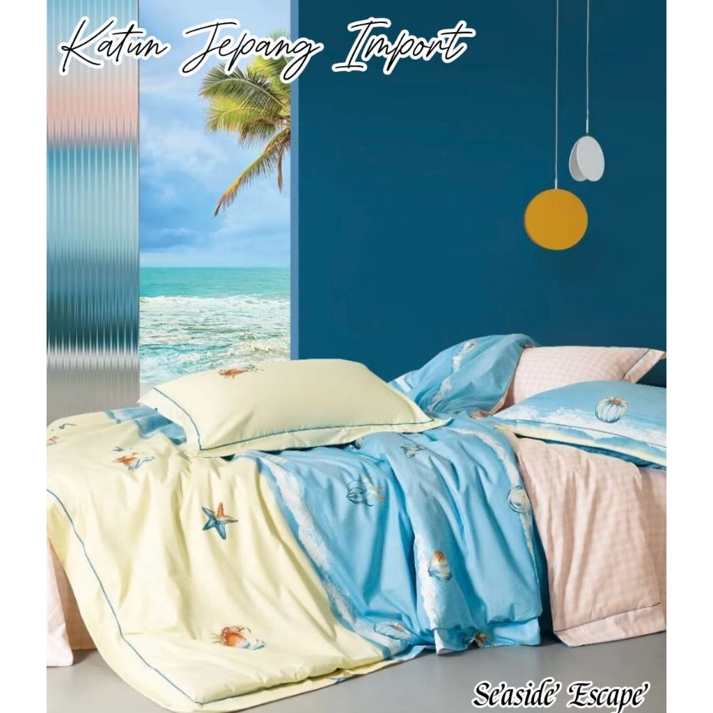 Sprei Set Katun Jepang Original Motif Anak Perempuan Laki Kartun Hello Kitty Karakter Polos Size Dou