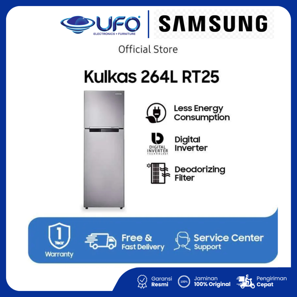 Samsung Kulkas RT25FARBDSA/SE 2 Pintu 256 L Digital Inverter