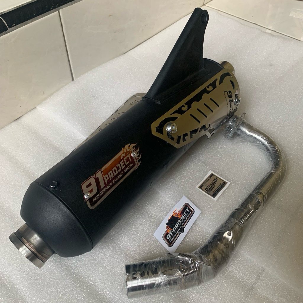 Knalpot standar Racing powder coating 91project model tameng pendek Mio Fino Aerox Nmax Vario