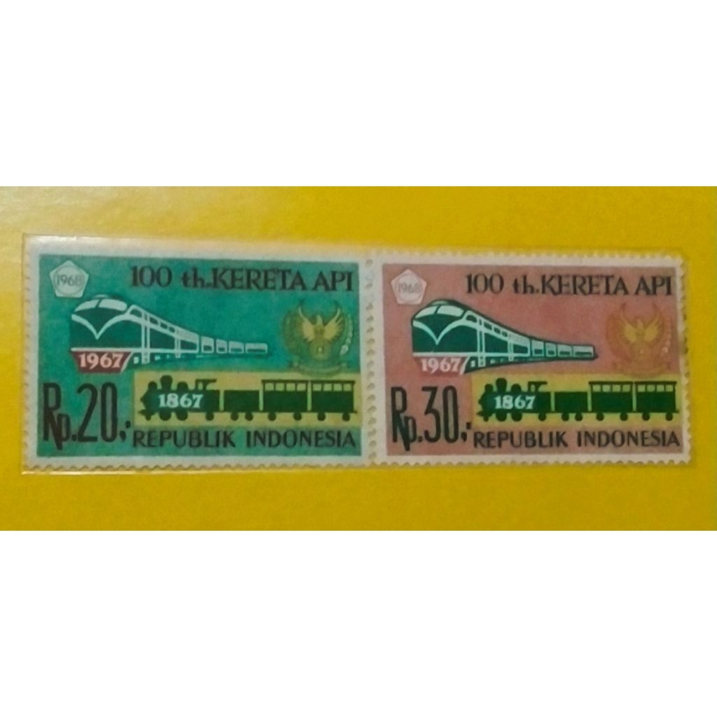 Prangko Lawas Indonesia Set Lengkap 100 Tahun Kereta Api 1968