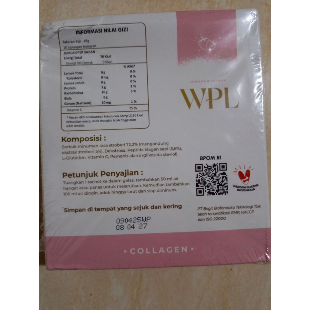 WPL collagen drink rasa stroberi