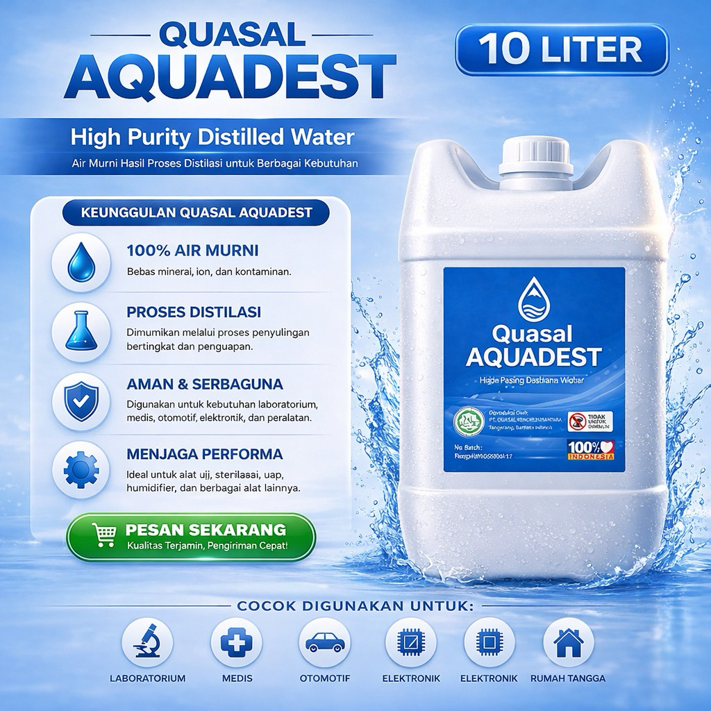 Aquadest / Aquadest Distilled Water / Air Suling 10 Liter