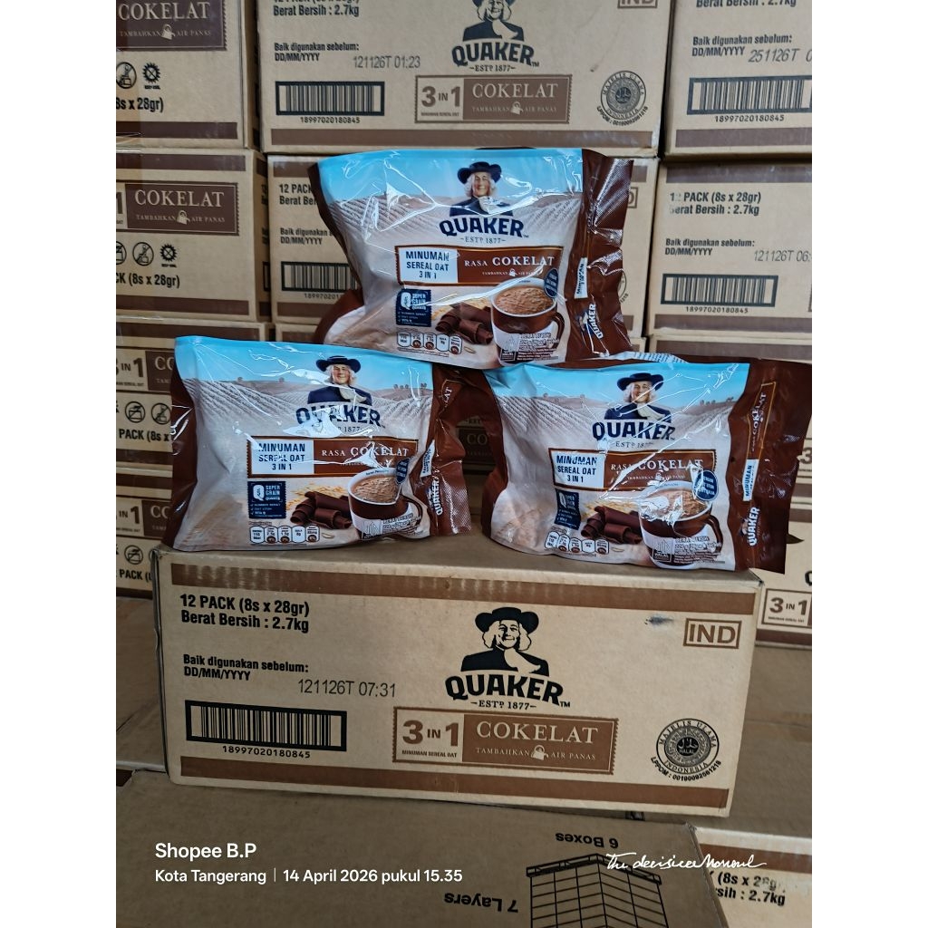 Quaker 3 in 1 oat bag 28g x 8 sachet Minuman Sereal oat