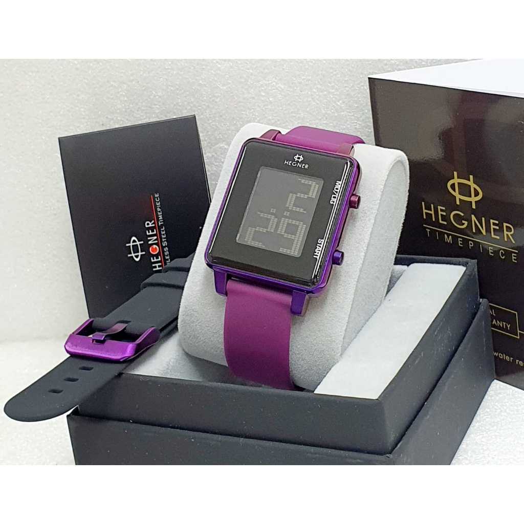 Jam Tangan Hegner 1682 Digital Fashion Wanita Strap Rubber GRATIS Tali Cadangan Bukan Smartwatch Ori