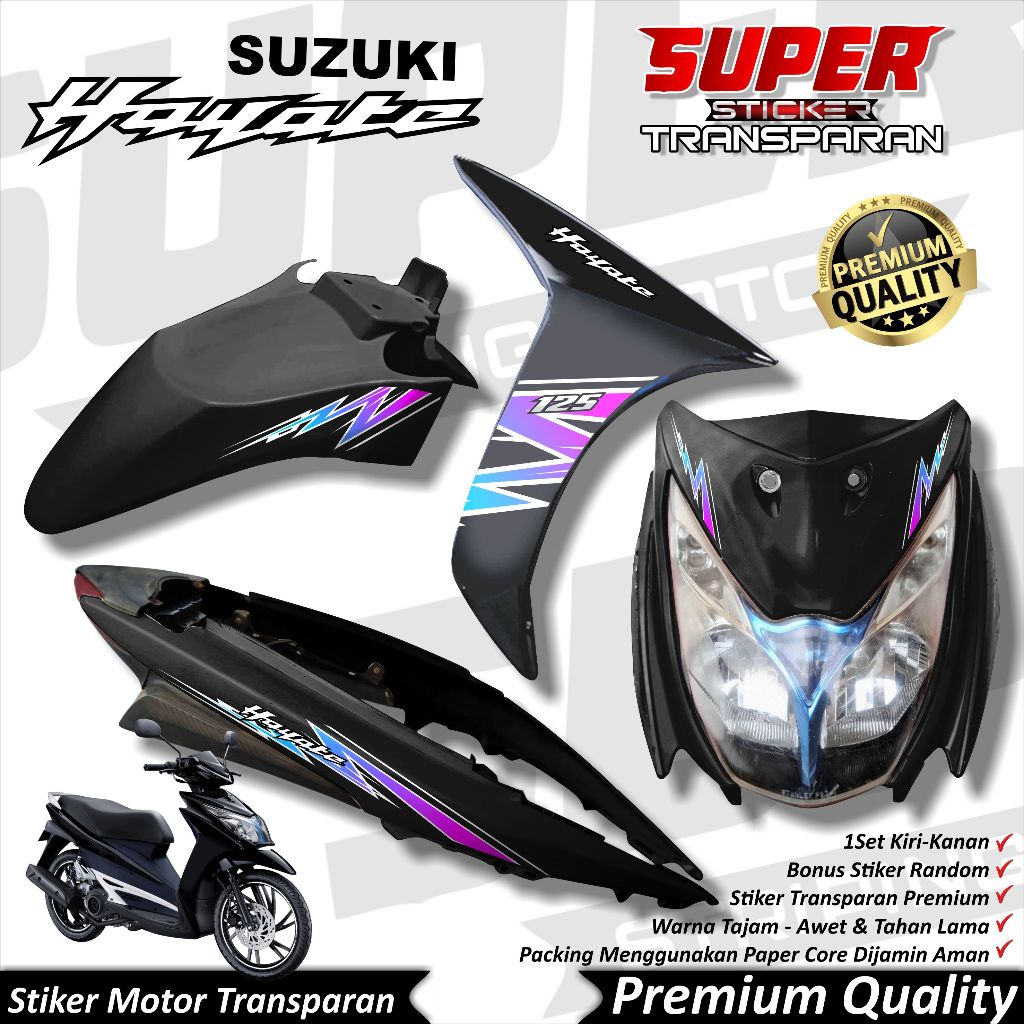 Stiker Transparan Hayate Anti Luntur keren Striping Hayate Striping Suzuki Hayate LIGHTNING