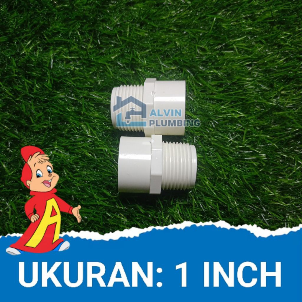 [1"inch] SDL Pvc 1"inch pvc Drat x Polos | Sok drat luar pvc 1"inch SDL Aquarium, Filter Air, hidrop