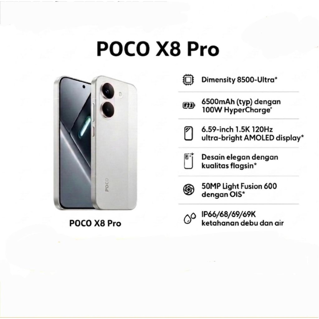 Poco X8 Pro 5G 8/256GB 8/512GB 12/512GB | Poco X8 Pro Max 12/256GB 12/512GB -Garansi Resmi