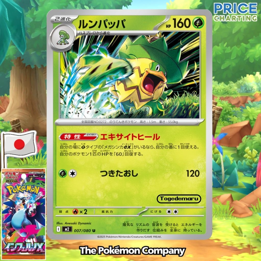 Kartu Pokemon TCG Jepang Ludicolo M2 007/080 U - Illus. Anesaki Dynamic