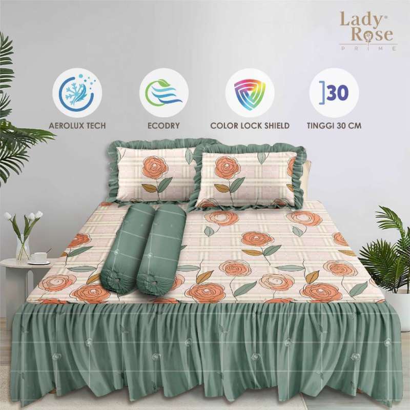 Terbaru Sprei Rumbai Lady Rose Prime King 180x200 No 1 - Seprei Renda motif Edelin 180 6 kaki bahan 