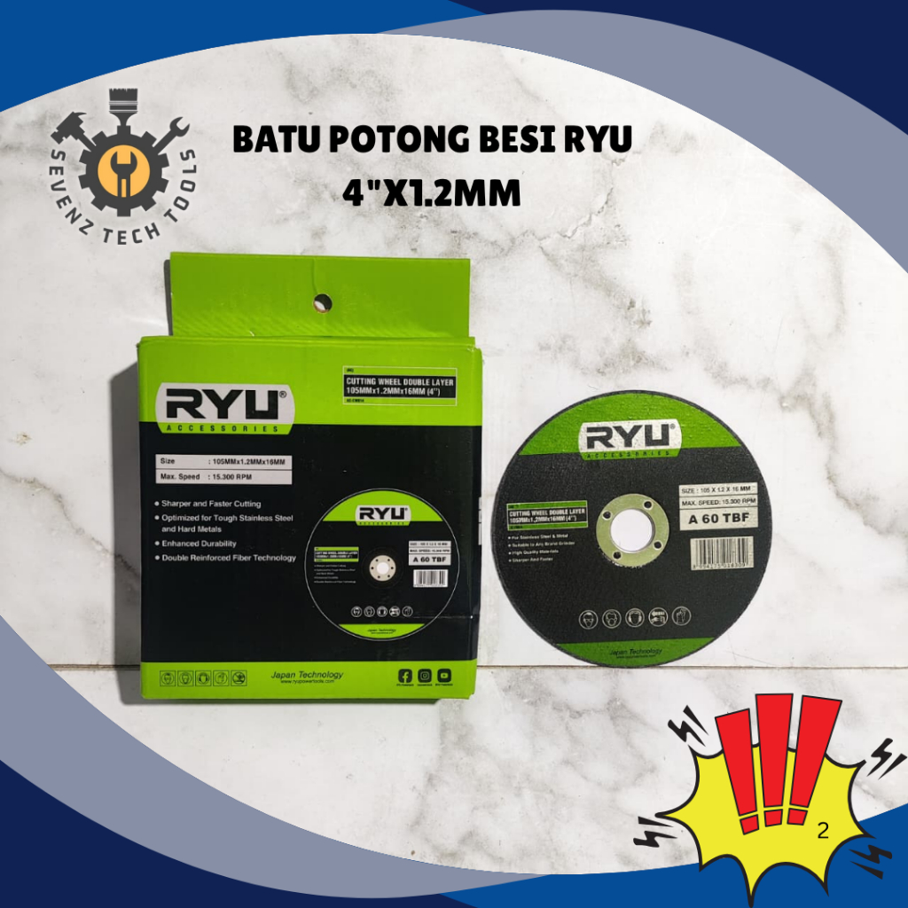 [RYU]BATU POTONG BESI BAJA 4"X1.2MM/ CUTTING WHEEL RYU MATA GERINDA POTONG BESI