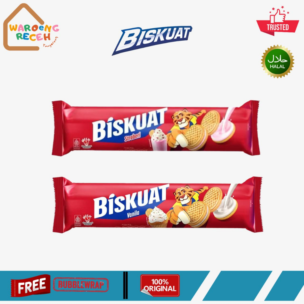 Biskuat Biskuit Sandwich Golden Vanilla Strawberry 105 Gr